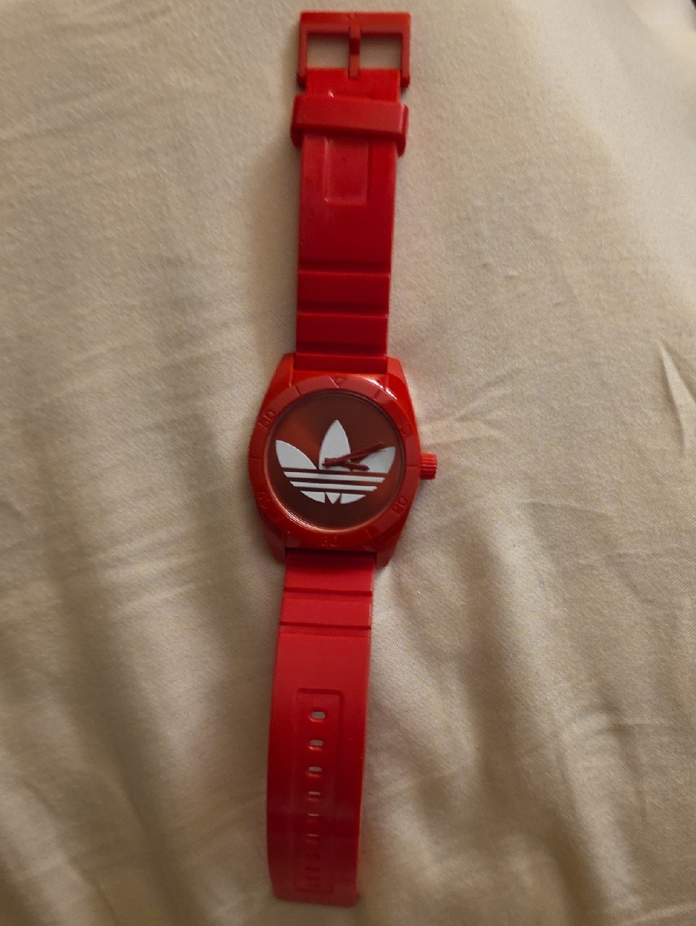 adidas Red Silicone Trefoil Sport Watch